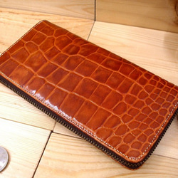 Real leather wallet/Embossing Kip leather/Crocodile pattern 第1張的照片