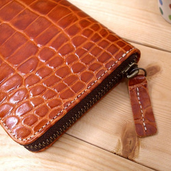 Real leather wallet/Embossing Kip leather/Crocodile pattern 第2張的照片