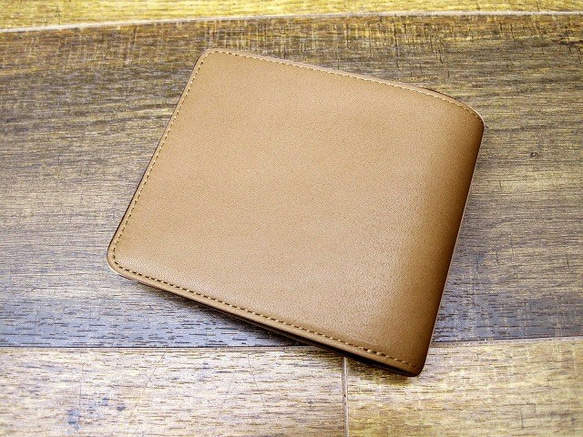 Real leather wallet/Kip Leather/Beige 第1張的照片