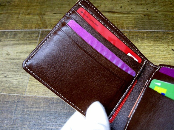 Real leather wallet/Kip Leather/Beige 第4張的照片