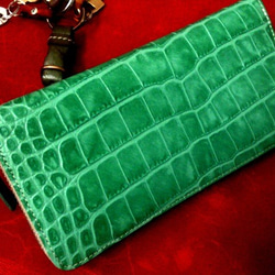 Real leather wallet/Embossing Kip leather/Crocodile pattern 第1張的照片