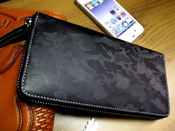 Real leather wallet/Embossing Steer Hide/Camouflage pattern 第1張的照片