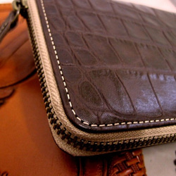 Real leather wallet/Embossing Kip leather/Crocodile pattern 第2張的照片