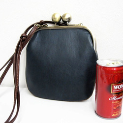 Real Leather pochette with grasp/Navy 第4張的照片