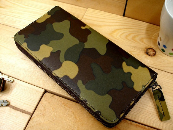 Real leather wallet/Print Leather/Camouflage pattern 第1張的照片