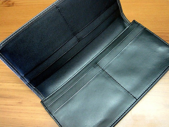 Real leather wallet for bill/Kip leather/Black 第2張的照片