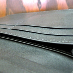 Real leather wallet for bill/Kip leather/Black 第3張的照片