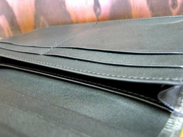 Real leather wallet for bill/Kip leather/Black 第3張的照片