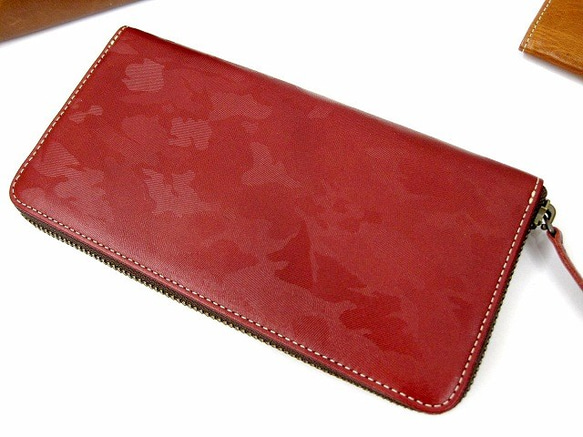 Real leather wallet/Embossing Steer Hide/Camouflage pattern 第1張的照片