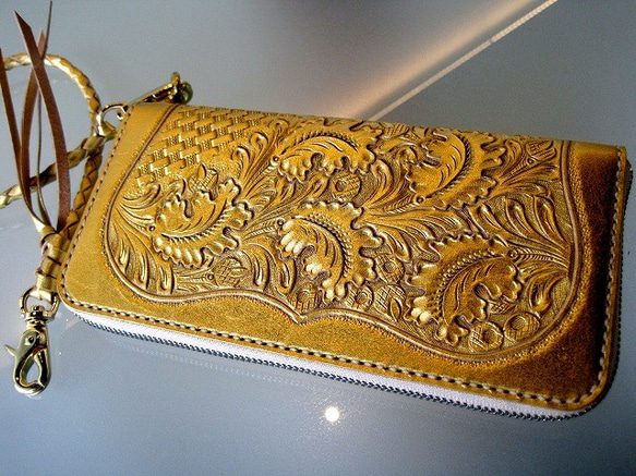 訂製 Real leather wallet/gold 24carats fine coated/Carving 第1張的照片