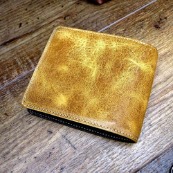 Real leather wallet/Buffalo and Kip Leather/Mustard 第1張的照片