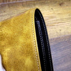 Real leather wallet/Buffalo and Kip Leather/Mustard 第8張的照片