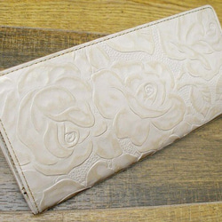 Real leather wallet/Embossing Steer leather/Rose pattern 第1張的照片