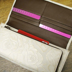 Real leather wallet/Embossing Steer leather/Rose pattern 第2張的照片