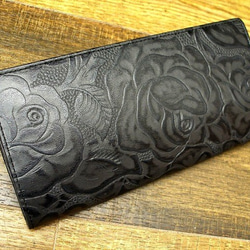 Real leather wallet/Embossing Steer leather/Rose pattern 第1張的照片