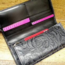 Real leather wallet/Embossing Steer leather/Rose pattern 第2張的照片