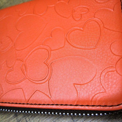 Real leather wallet/Embossing Kip/heart shape pattern 第2張的照片