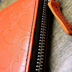 Real leather wallet/Embossing Kip/heart shape pattern 第3張的照片