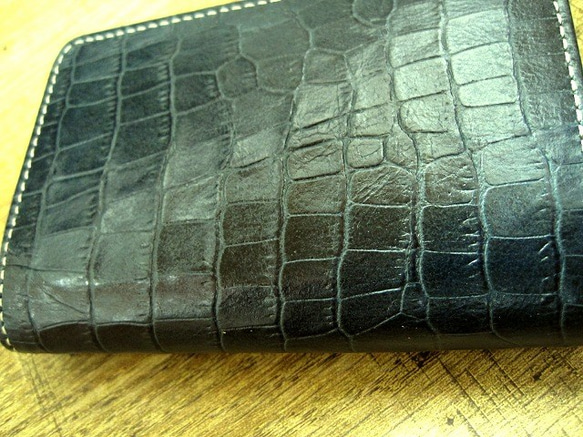 Real Goat leather card case/Embossing/Crocodile pattern 第4張的照片