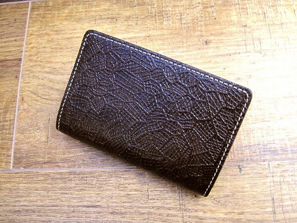 Real Goat leather card case/Embossing/Geometric pattern 第1張的照片