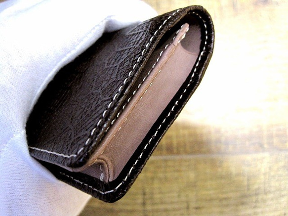Real Goat leather card case/Embossing/Geometric pattern 第3張的照片