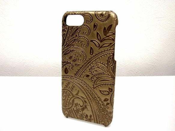 訂製 Real leather iPhone6s,6s+,SE case/Embossing Paisley 第6張的照片