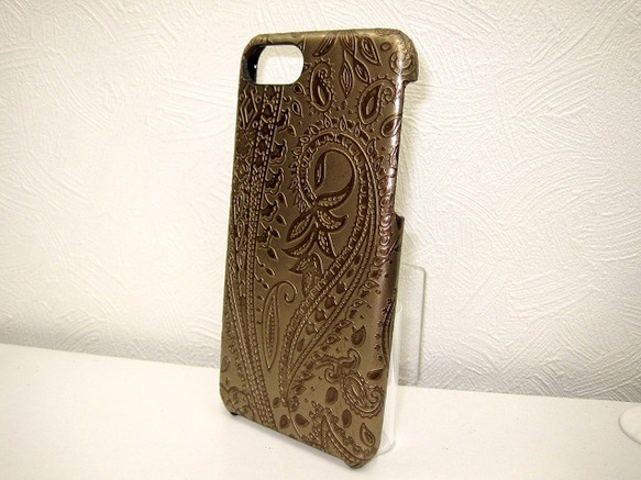訂製 Real leather iPhone6s,6s+,SE case/Embossing Paisley 第9張的照片