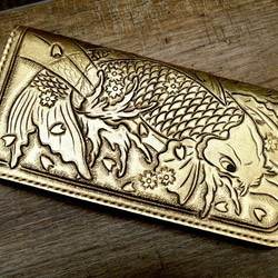 訂製 Real leather wallet/gold 24carats fine coated/Carving 第1張的照片