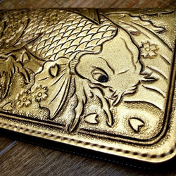 訂製 Real leather wallet/gold 24carats fine coated/Carving 第2張的照片