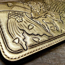 訂製 Real leather wallet/gold 24carats fine coated/Carving 第3張的照片