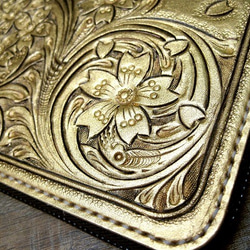 訂製 Real leather wallet/gold 24carats fine coated/Carving 第6張的照片