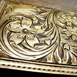 訂製 Real leather wallet/gold 24carats fine coated/Carving 第7張的照片