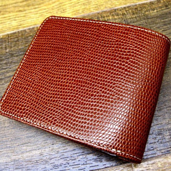 Real leather wallet/Embossed Leather/Snake Pattern Brown 第1張的照片