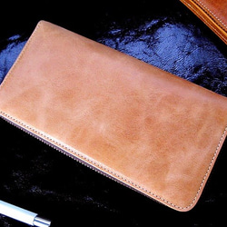Real leather wallet/Steer leather/sand beige 第1張的照片