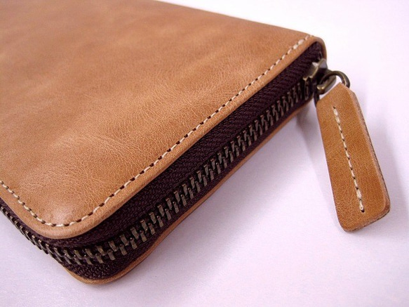 Real leather wallet/Steer leather/sand beige 第2張的照片