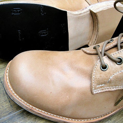 【受注生産】本格派の本革靴 外羽ブーツ ダメージサンドベージュ 3枚目の画像