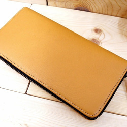 Real leather wallet/Steer leather/bright yellow 第1張的照片