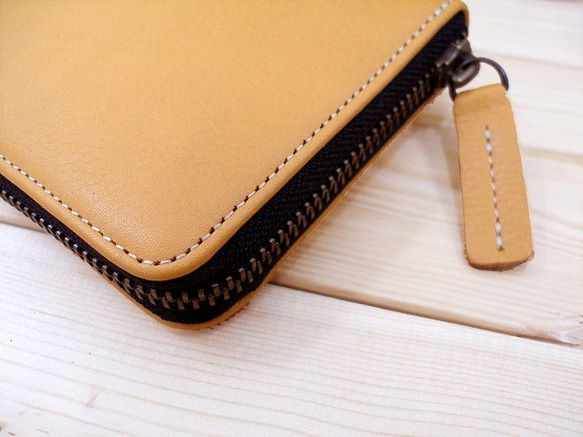 Real leather wallet/Steer leather/bright yellow 第2張的照片