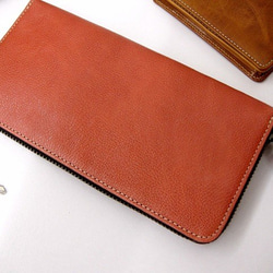 Real leather wallet/Steer leather/vermilion 第1張的照片