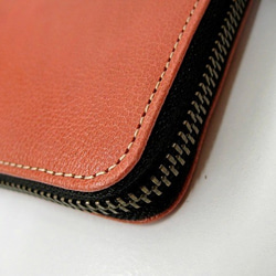 Real leather wallet/Steer leather/vermilion 第2張的照片