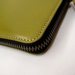 Real leather wallet/Goat leather/grassgreen 第2張的照片