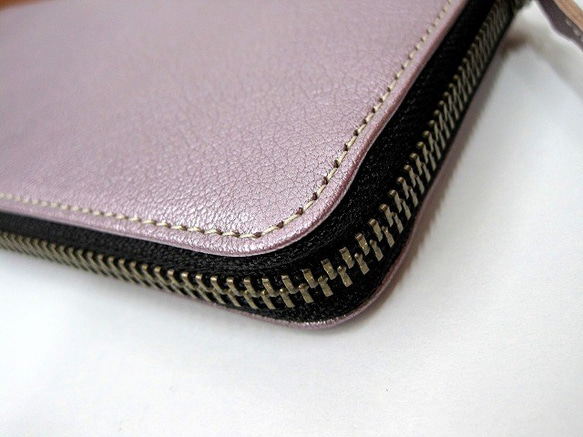 Real leather wallet/Goat leather/metalic purple 第2張的照片