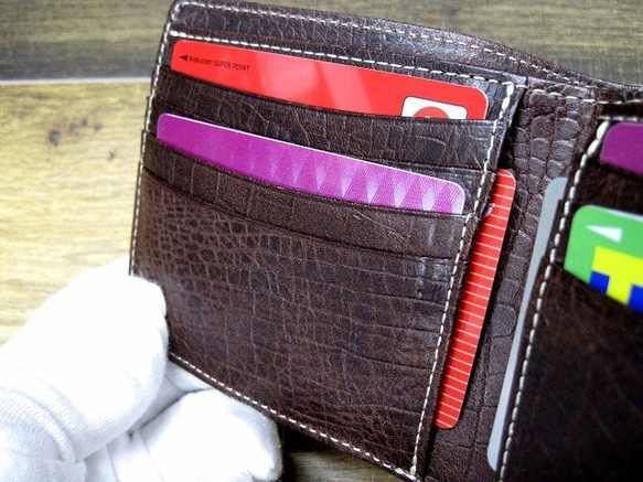 Real leather wallet/Embossing Cow leather/Crocodile pattern 第4張的照片