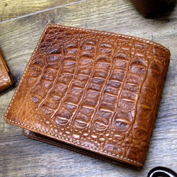 Real leather wallet/Embossing Cow leather/Crocodile pattern 第1張的照片