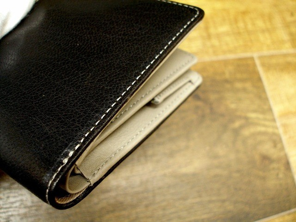 Real leather wallet/Goat Leather/Dark Gray 第8張的照片