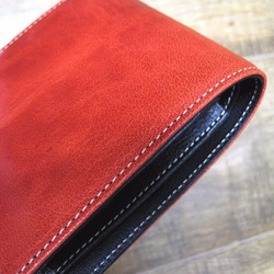 Real leather wallet/Goat and Kip Leather/Red & Black 第8張的照片