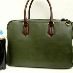 Real leather bag/Steer leather/Olive Green 第3張的照片