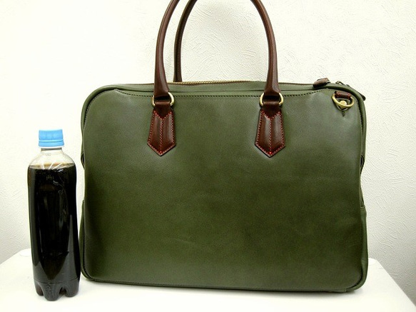 Real leather bag/Steer leather/Olive Green 第3張的照片