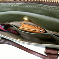 Real leather bag/Steer leather/Olive Green 第6張的照片