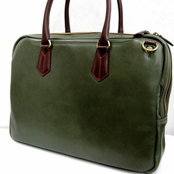 Real leather bag/Steer leather/Olive Green 第9張的照片